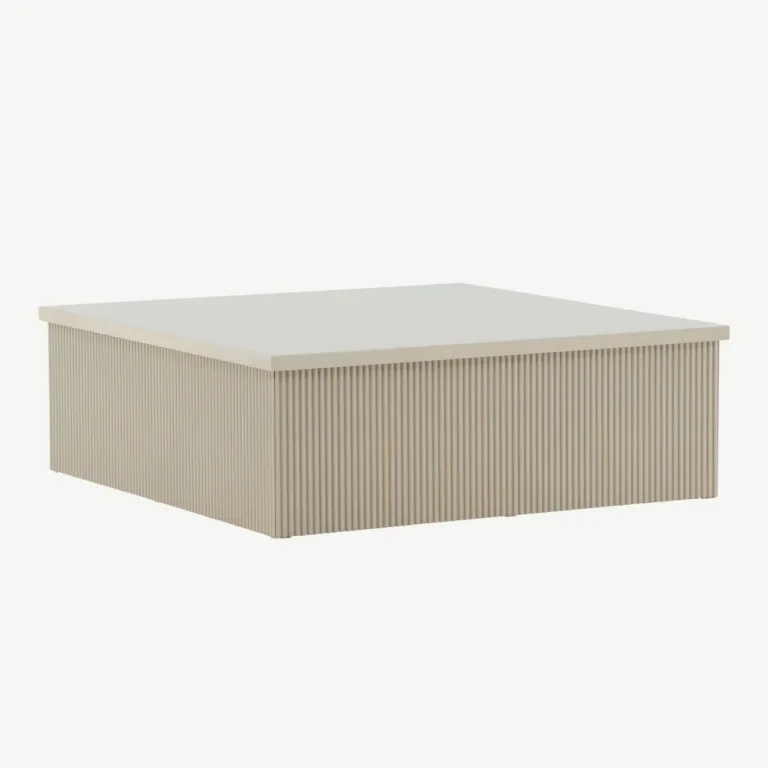 Beež MDF-ist diivanilaud Lenox, 90×90 cm, modernse soonelise viimistlusega - 61170-102