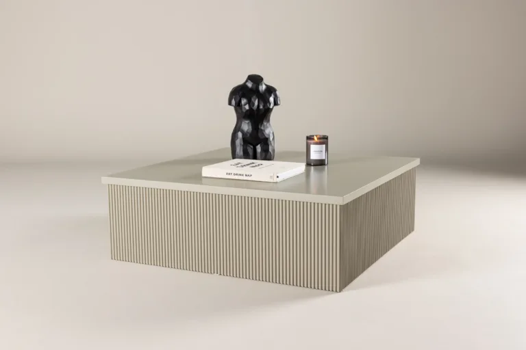 Beež MDF-ist diivanilaud Lenox, 90×90 cm, modernse soonelise viimistlusega - 61170-102