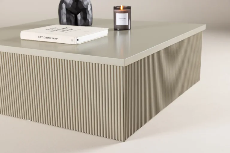 Beež MDF-ist diivanilaud Lenox, 90×90 cm, modernse soonelise viimistlusega - 61170-102