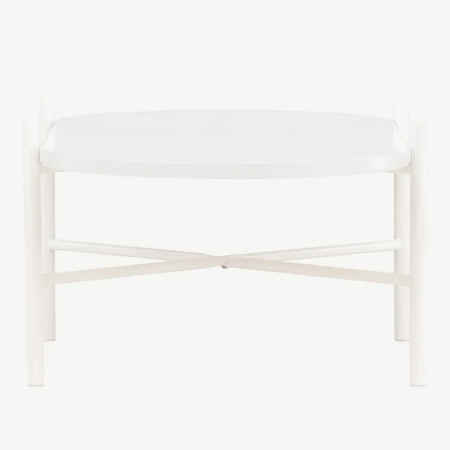 Beež ovaalne MDF-diivanilaud Pueblo, terasest jalad (120 × 65,5 cm), 61176-102 – 2