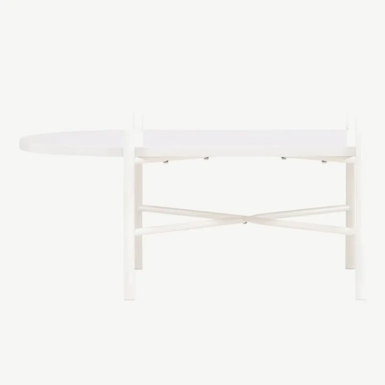 Beež ovaalne MDF-diivanilaud Pueblo, terasest jalad (120 × 65,5 cm) - 61176-102