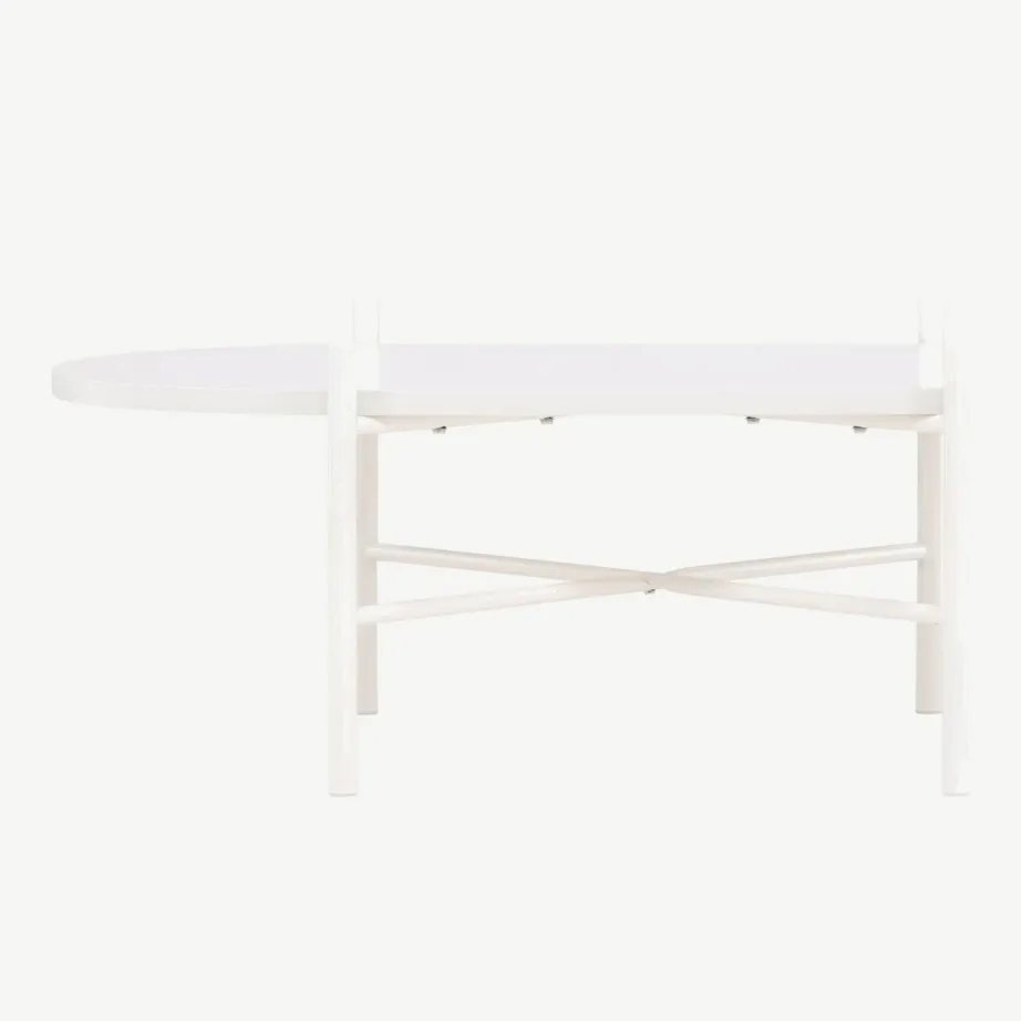 Beež ovaalne MDF-diivanilaud Pueblo, terasest jalad (120 × 65,5 cm), 61176-102 – 4