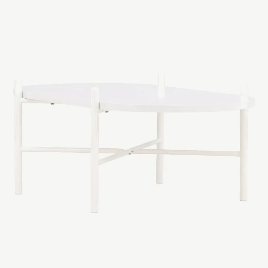 Beež ovaalne MDF-diivanilaud Pueblo, terasest jalad (120 × 65,5 cm), 61176-102 – 6