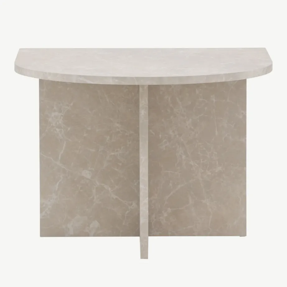 Beež marmorimustriga MDF-ist diivanilaud Sala, poolring, 60 cm, 61186-121 – 2