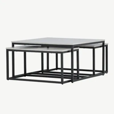 Solna diivanilauakomplekt halli MDF-plaadi ja mustade terasjalgadega (pesalaudadega) - 61187-121