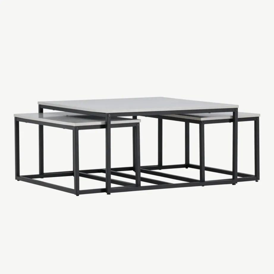 Solna diivanilauakomplekt halli MDF-plaadi ja mustade terasjalgadega (pesalaudadega), 61187-121 – 3