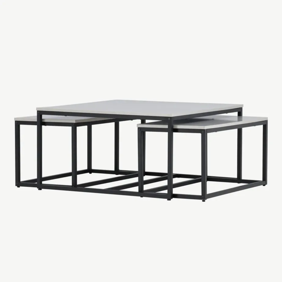 Solna diivanilauakomplekt halli MDF-plaadi ja mustade terasjalgadega (pesalaudadega), 61187-121 – 5