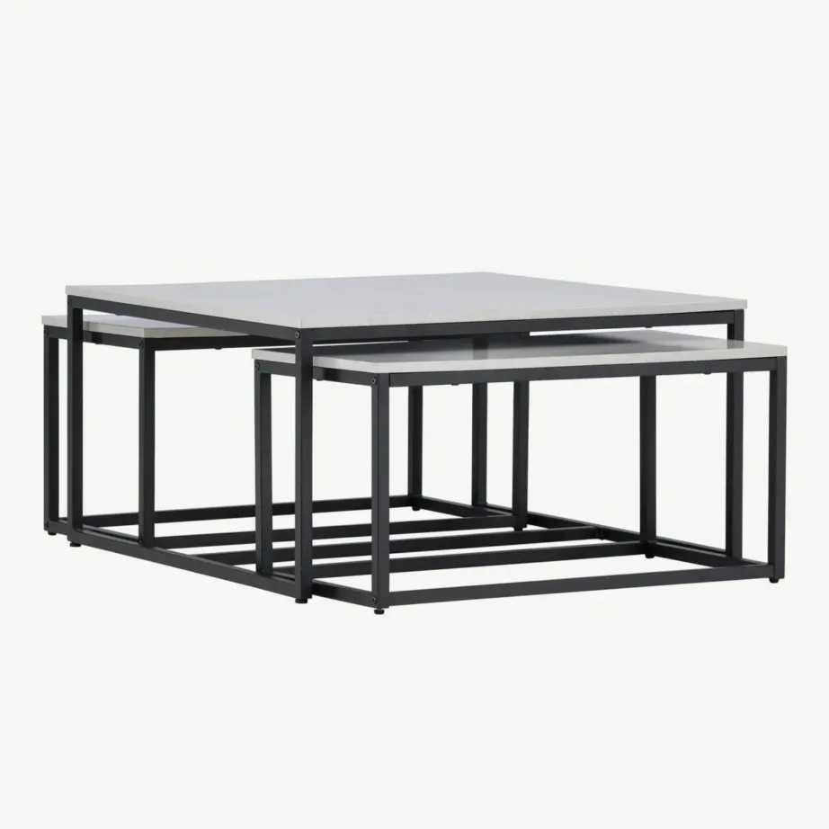 Solna diivanilauakomplekt halli MDF-plaadi ja mustade terasjalgadega (pesalaudadega), 61187-121 – 6