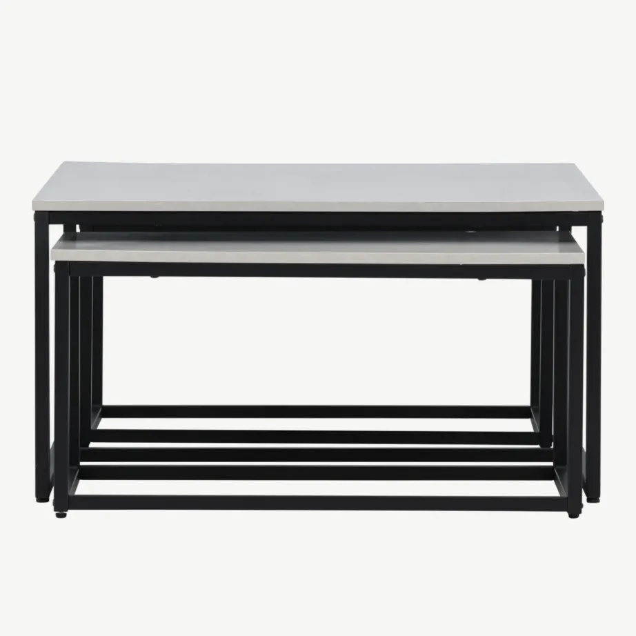 Solna diivanilauakomplekt halli MDF-plaadi ja mustade terasjalgadega (pesalaudadega), 61187-121 – 7