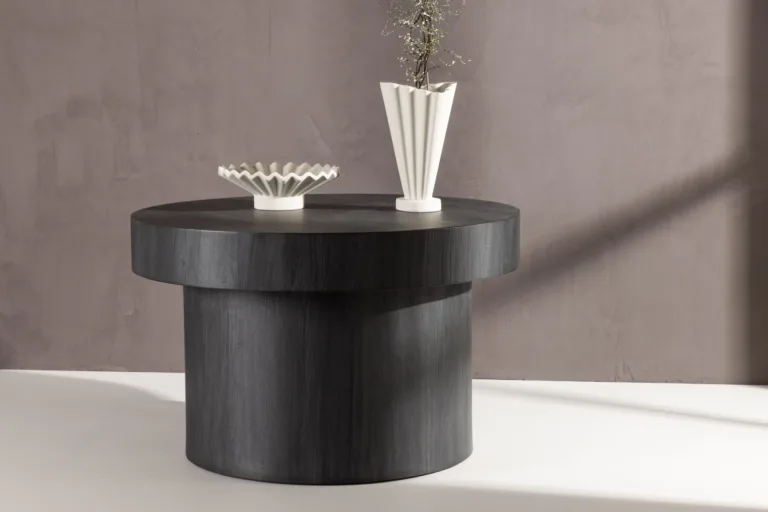 Malungi ümmargune must MDF-diivanilaud, ø80 cm - 61188-100