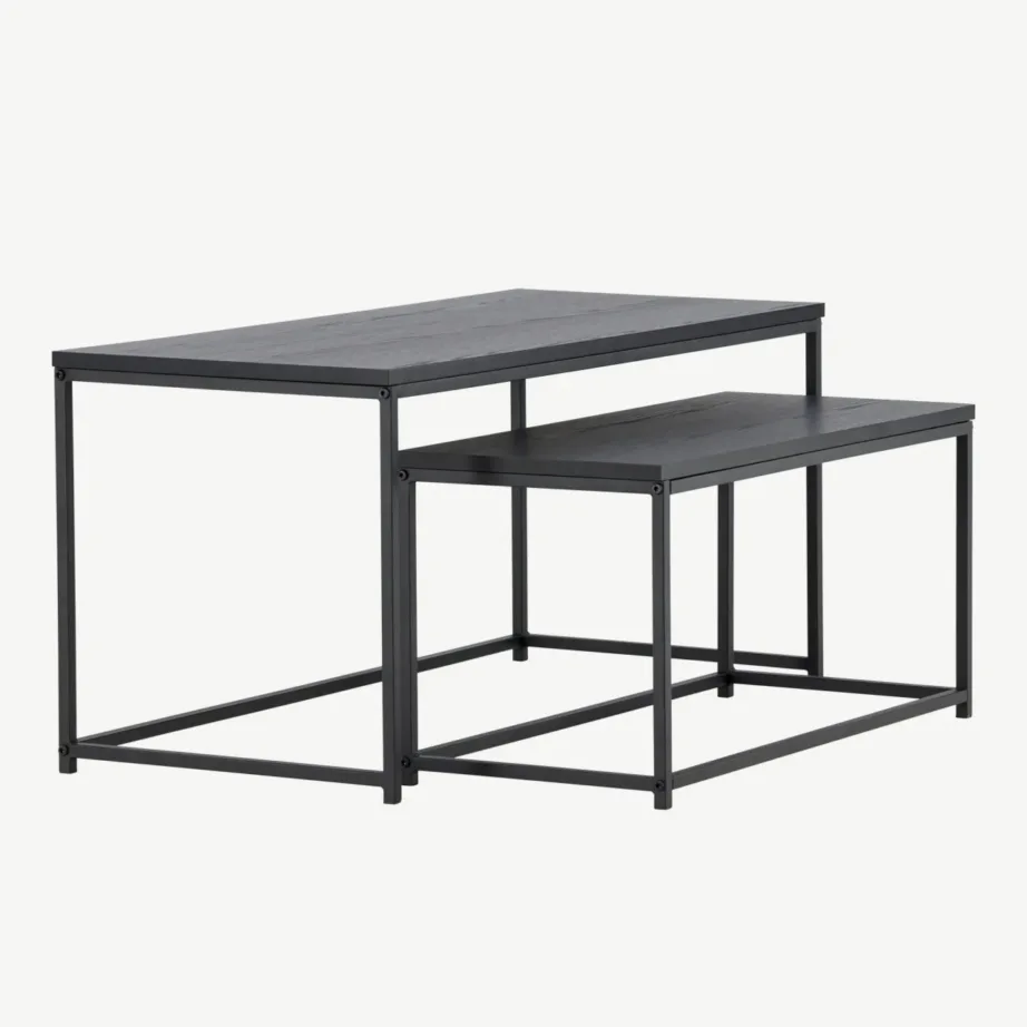 Kaheosaline must MDF-ist diivanilaud musta terasraamiga, 61192-100 – 3