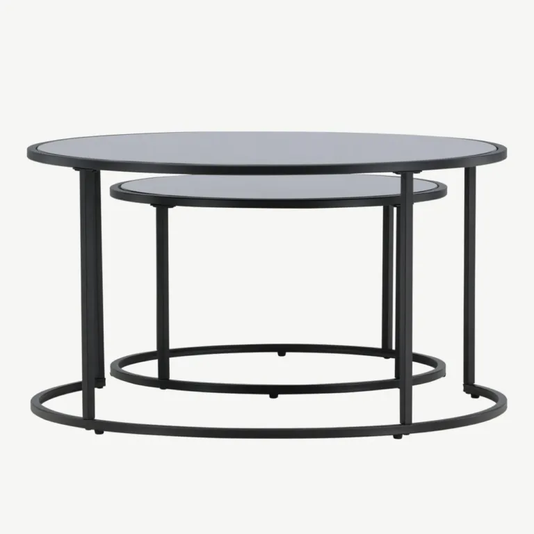 Kaasaegne must klaasist pesadiivanilaudade komplekt Twin (2-osaline, terasraam) - 61194-100