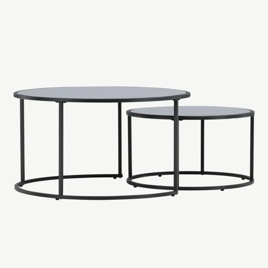 Kaasaegne must klaasist pesadiivanilaudade komplekt Twin (2-osaline, terasraam), 61194-100 – 3