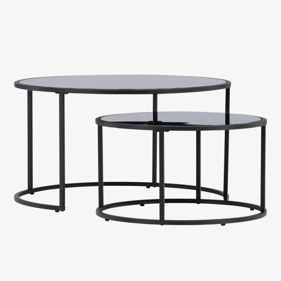 Kaasaegne must klaasist pesadiivanilaudade komplekt Twin (2-osaline, terasraam), 61194-100 – 6