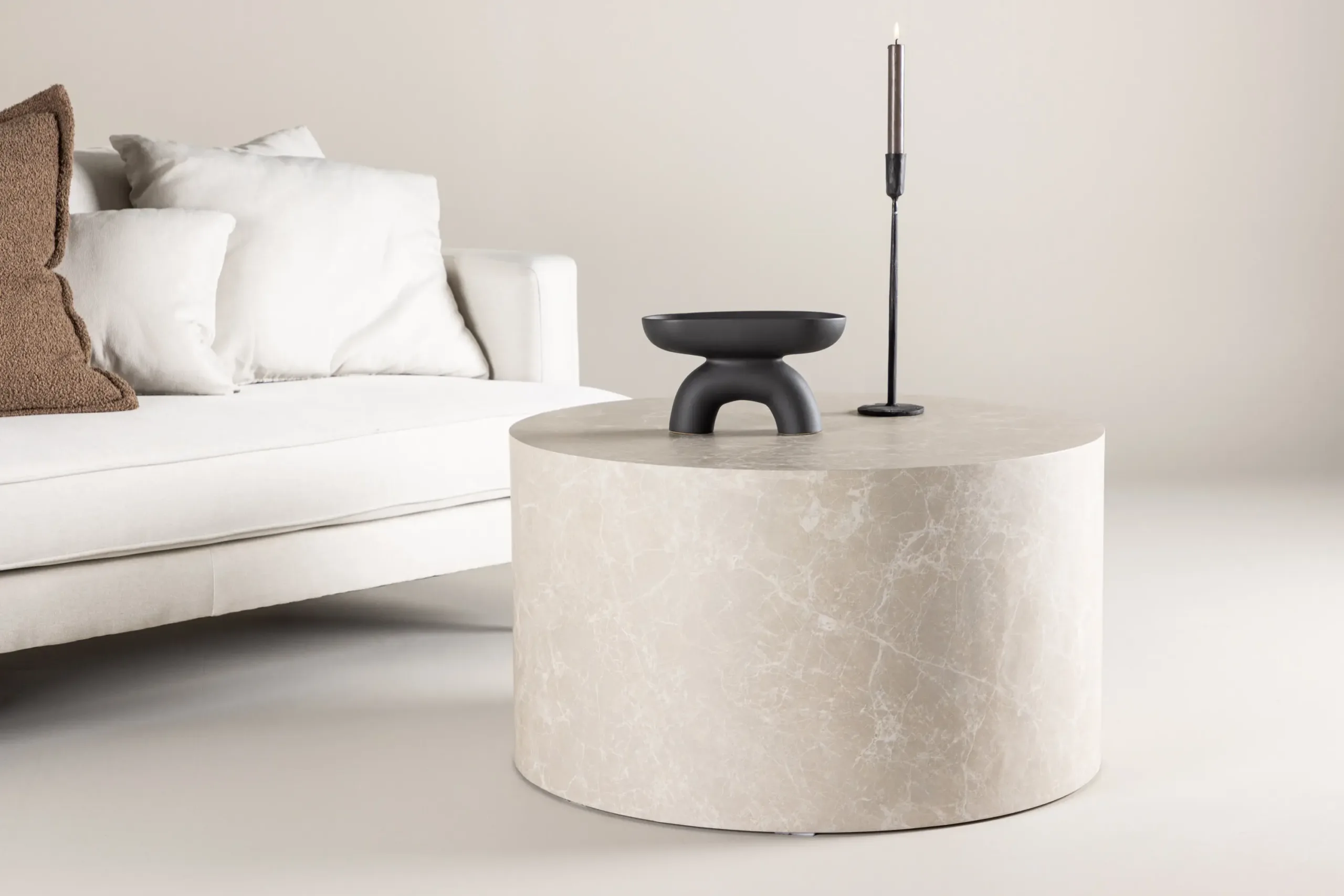 Beež ümmargune diivanilaud York, MDF, ø80 cm - 61196-102