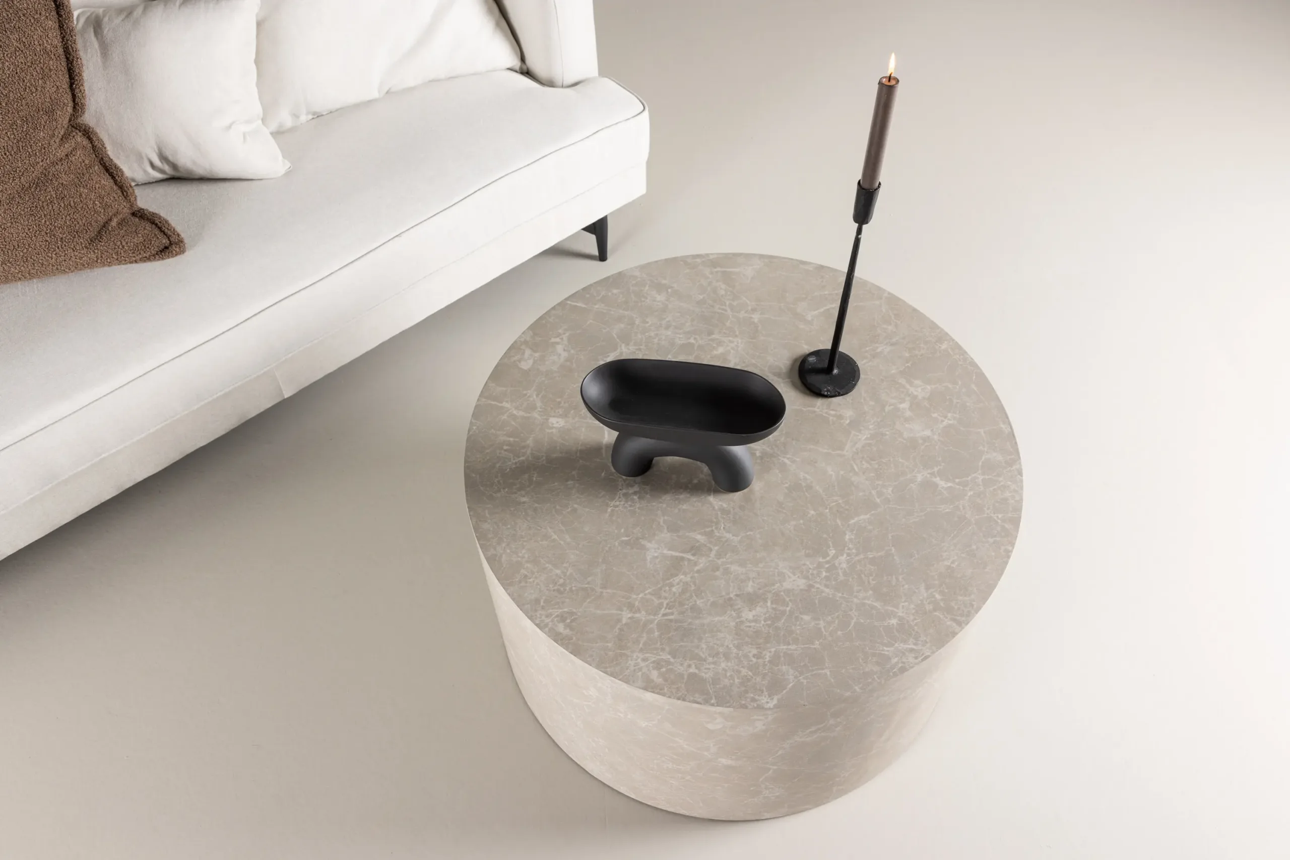 Beež ümmargune diivanilaud York, MDF, ø80 cm - 61196-102