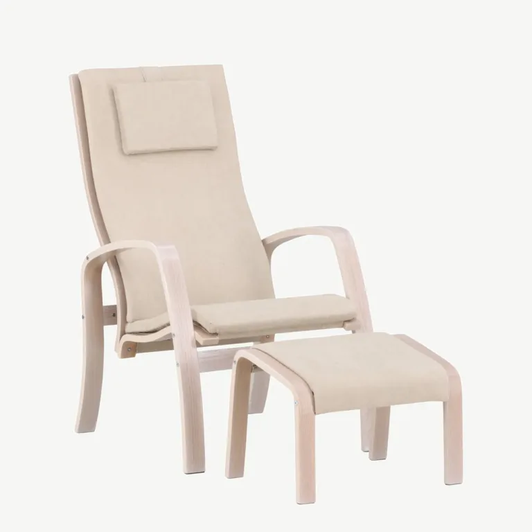 Grötö tugitool jalatoega, helehalli polüestriga, valgeks peitsitud vineer - 61200-106