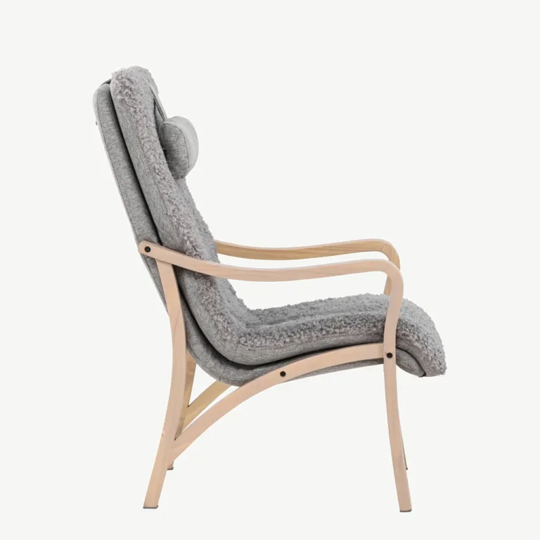 Helehall lounge-tugitool ja jalapink Fårö valge peitsiga tammepuiduspooniga - 61201-106