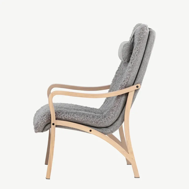Helehall lounge-tugitool ja jalapink Fårö valge peitsiga tammepuiduspooniga - 61201-106