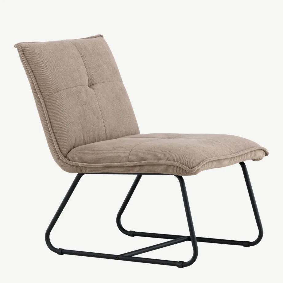 Madison lounge-tugitool pruunist Manchester-kangast, mustal metallraamil, 61203-103 – 3