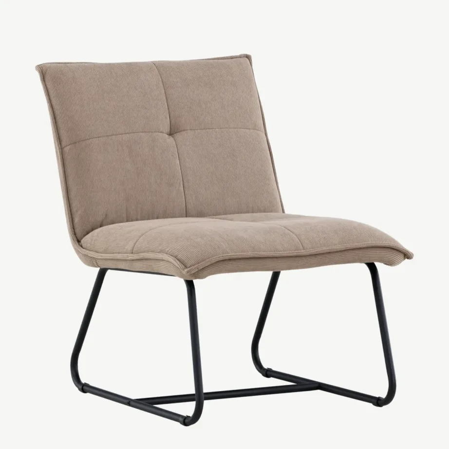 Madison lounge-tugitool pruunist Manchester-kangast, mustal metallraamil, 61203-103