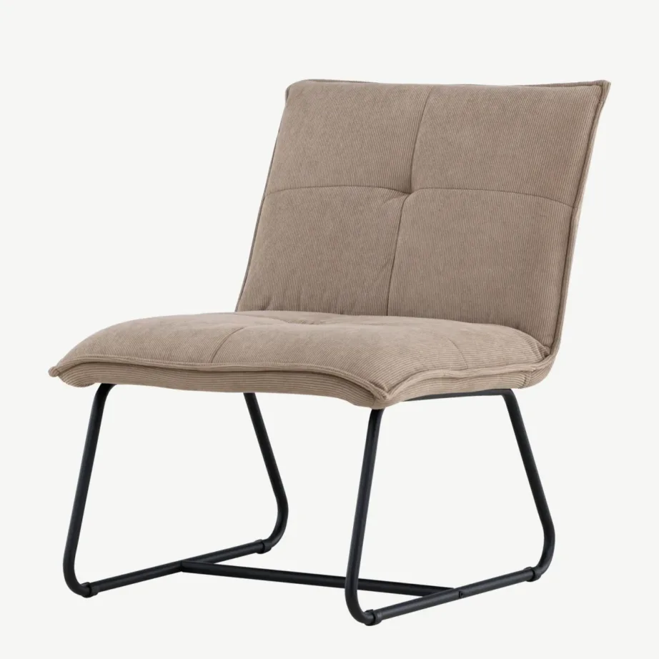 Madison lounge-tugitool pruunist Manchester-kangast, mustal metallraamil, 61203-103 – 5