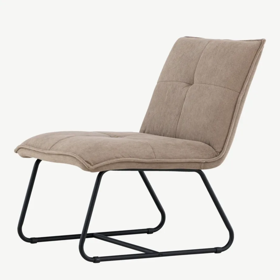 Madison lounge-tugitool pruunist Manchester-kangast, mustal metallraamil, 61203-103 – 6