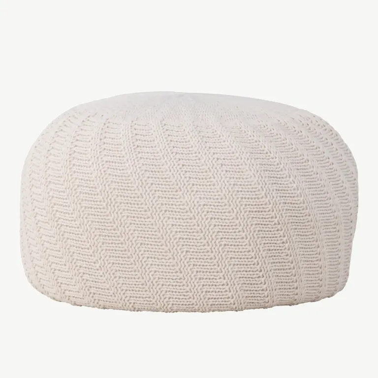 Ümmargune puf Ted, murdvalgest polüestrist, ø60 cm - 61212-112