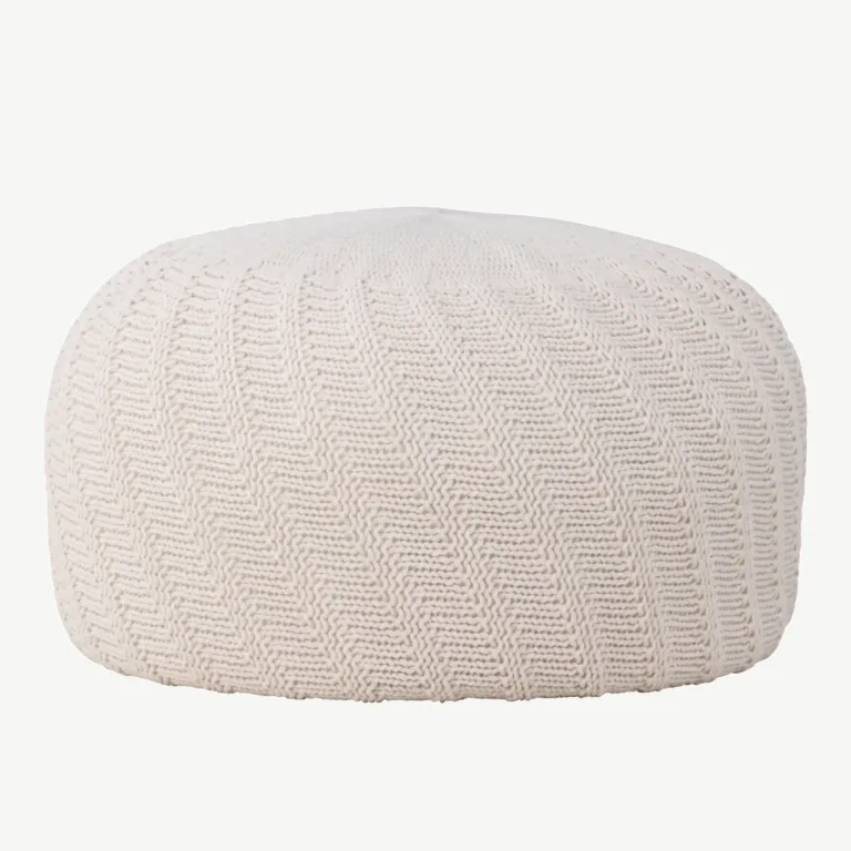 Ümmargune puf Ted, murdvalgest polüestrist, ø60 cm - 61212-112