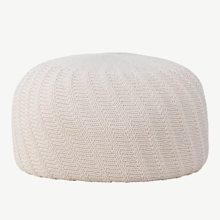 Ümmargune puf Ted, murdvalgest polüestrist, ø60 cm - 61212-112