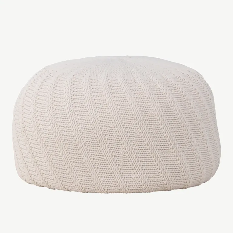 Ümmargune puf Ted, murdvalgest polüestrist, ø60 cm - 61212-112