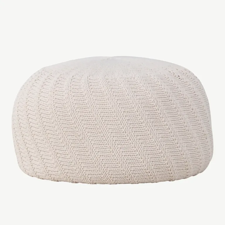 Ümmargune puf Ted, murdvalgest polüestrist, ø60 cm - 61212-112