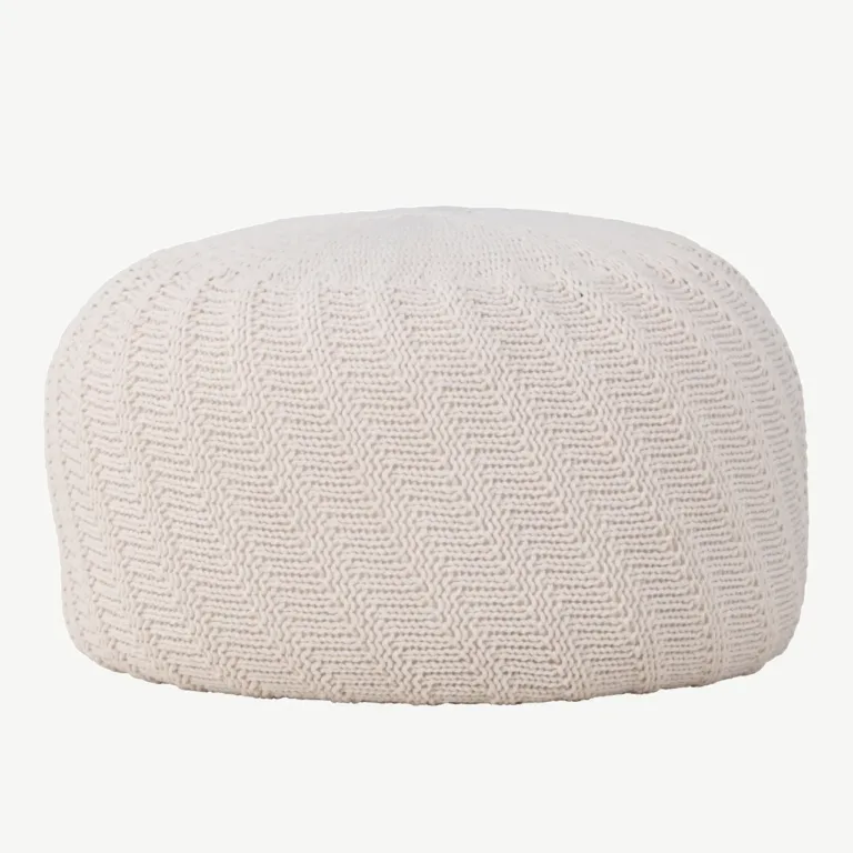 Ümmargune puf Ted, murdvalgest polüestrist, ø60 cm - 61212-112
