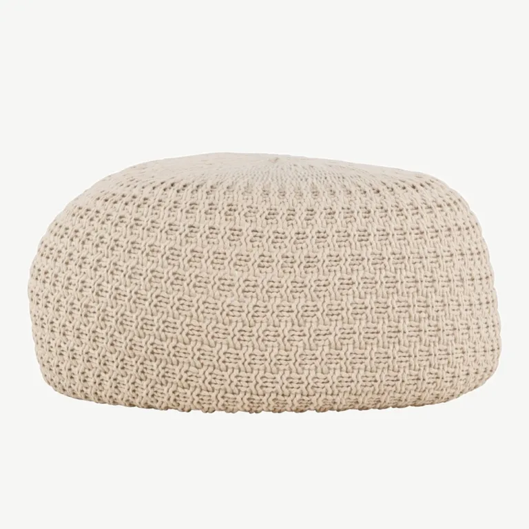 Beežist kootud ümmargune tumba Sam, polüester, ⌀45 cm - 61213-102