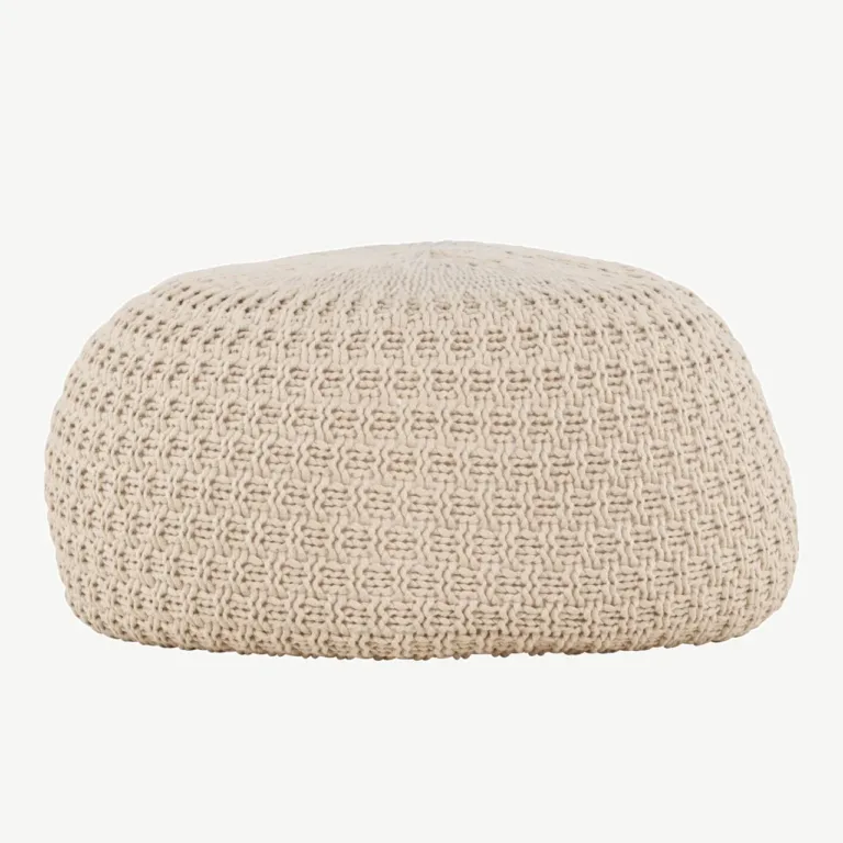 Beežist kootud ümmargune tumba Sam, polüester, ⌀45 cm - 61213-102