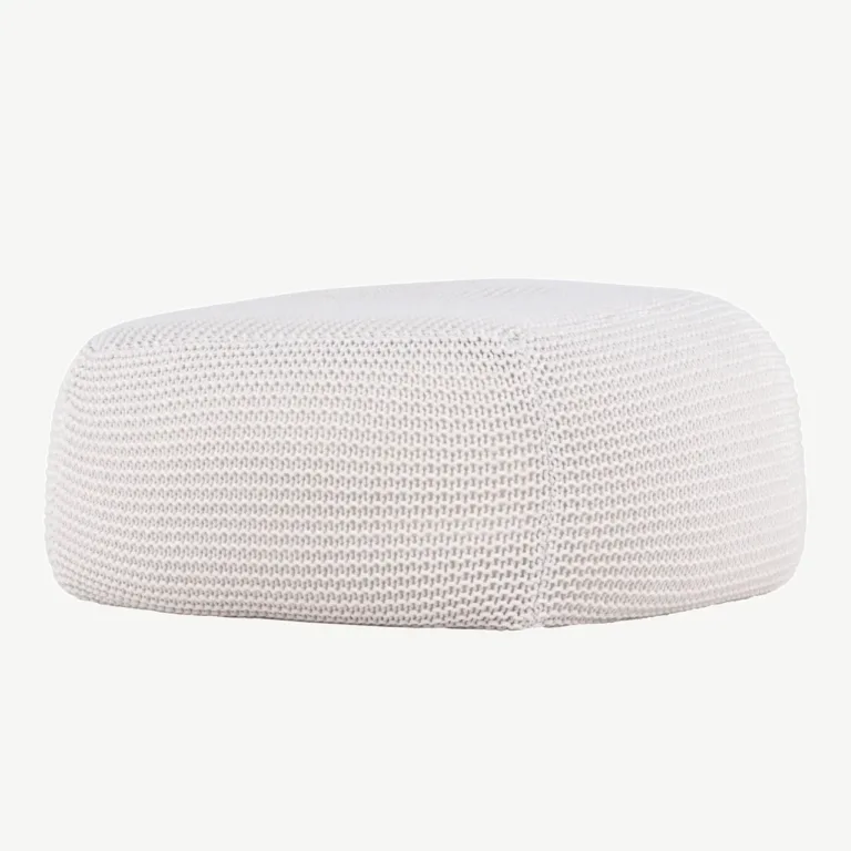 Kreemikas kootud polüesterpuff Luca (60 × 60 cm) - 61215-112