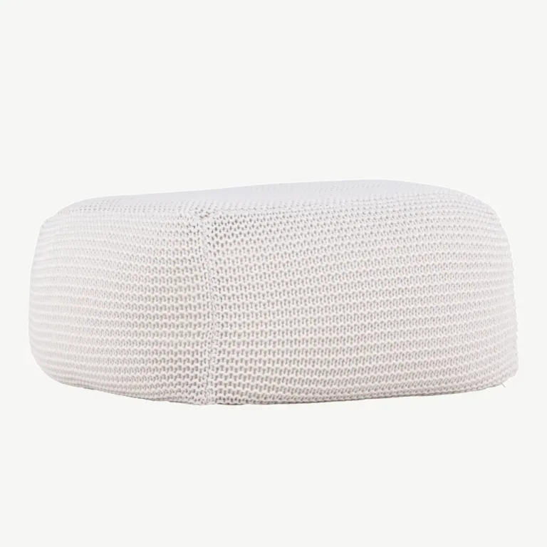 Kreemikas kootud polüesterpuff Luca (60 × 60 cm) - 61215-112