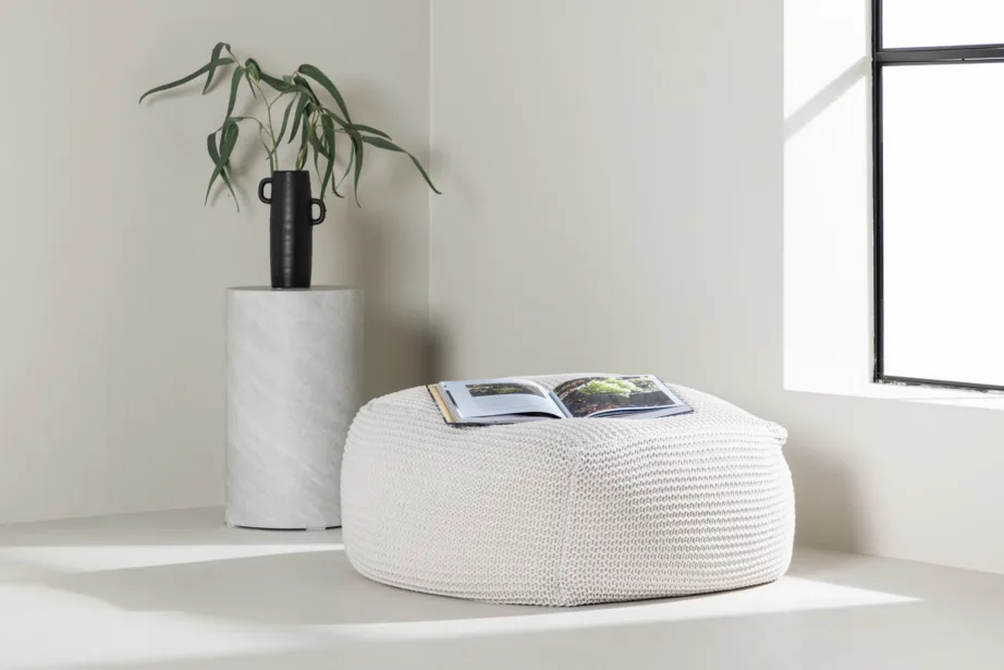 Kreemikas kootud polüesterpuff Luca (60 × 60 cm), 61215-112 – 8