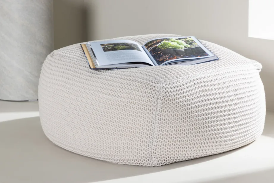 Kreemikas kootud polüesterpuff Luca (60 × 60 cm), 61215-112 – 9