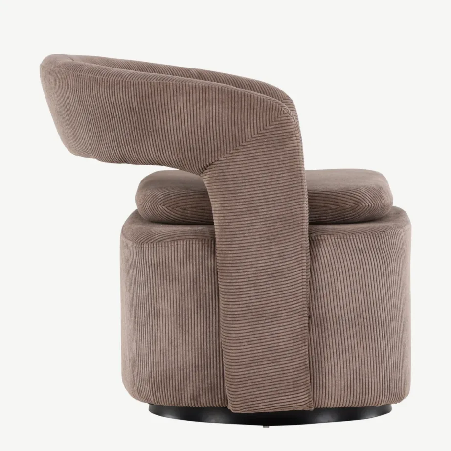 Laureli pruunist Manchester-kangast tugitool ümarale seljatoega, terasraamil, 61224-103 – 2