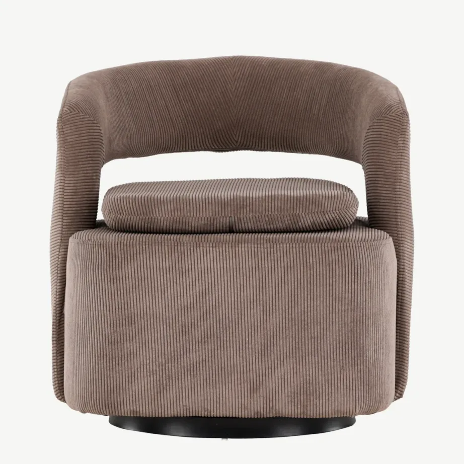 Laureli pruunist Manchester-kangast tugitool ümarale seljatoega, terasraamil, 61224-103 – 4