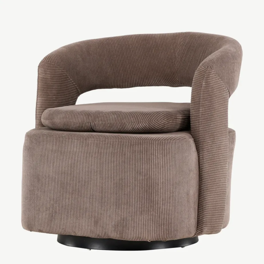 Laureli pruunist Manchester-kangast tugitool ümarale seljatoega, terasraamil, 61224-103 – 5