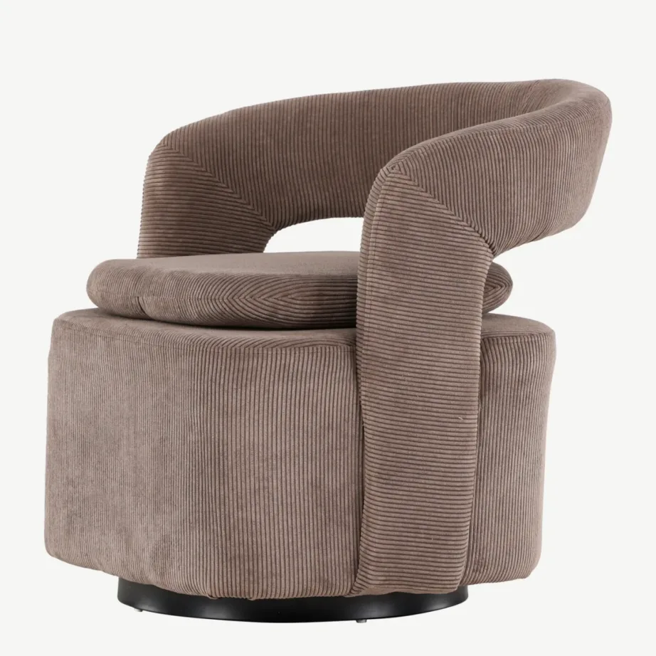 Laureli pruunist Manchester-kangast tugitool ümarale seljatoega, terasraamil, 61224-103 – 6