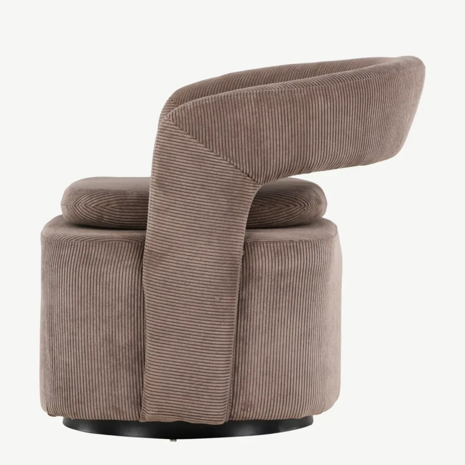 Laureli pruunist Manchester-kangast tugitool ümarale seljatoega, terasraamil, 61224-103 – 7