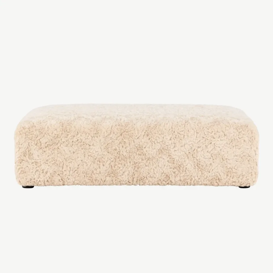 Beežist buklee-kangast ottoman Frankie, 100×100 cm, FSC® sertifikaadiga, 61229-102 – 2