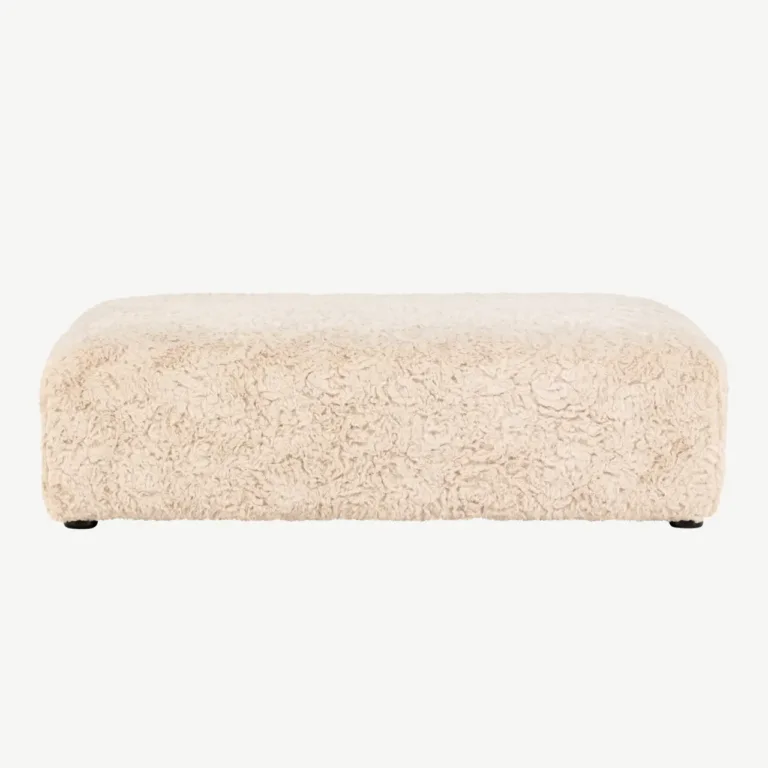 Beežist buklee-kangast ottoman Frankie, 100×100 cm, FSC® sertifikaadiga - 61229-102