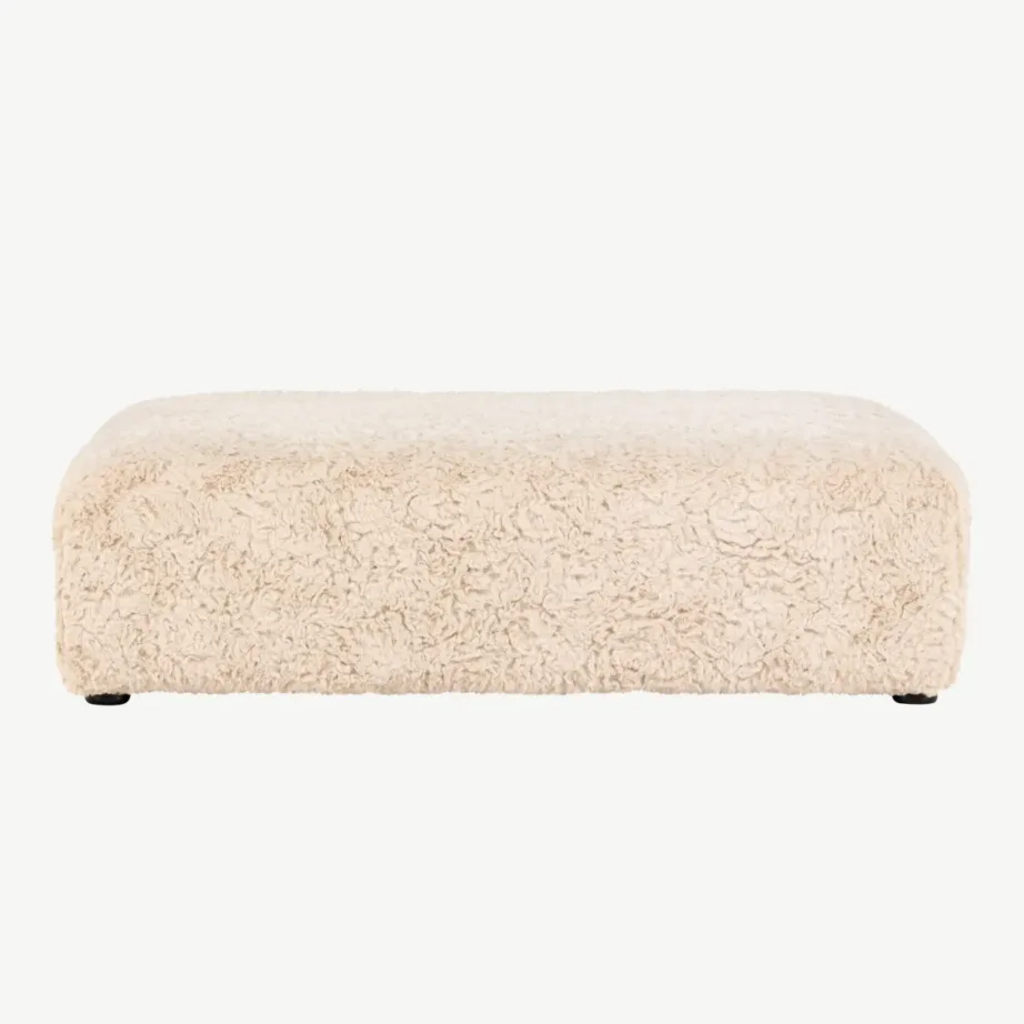 Beežist buklee-kangast ottoman Frankie, 100×100 cm, FSC® sertifikaadiga, 61229-102 – 4