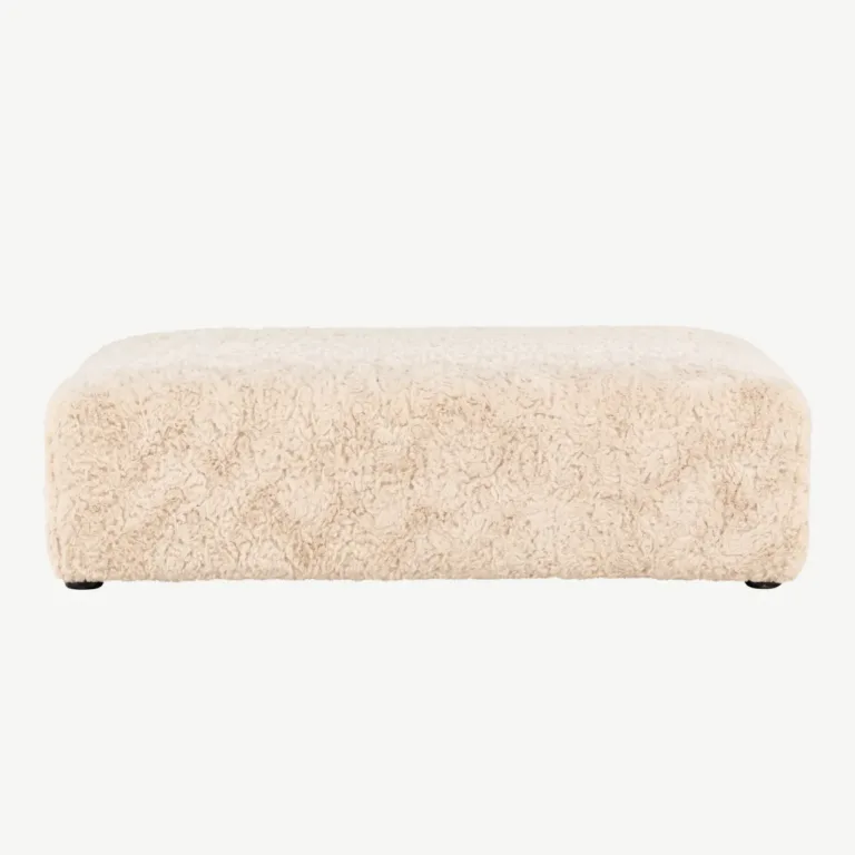 Beežist buklee-kangast ottoman Frankie, 100×100 cm, FSC® sertifikaadiga - 61229-102