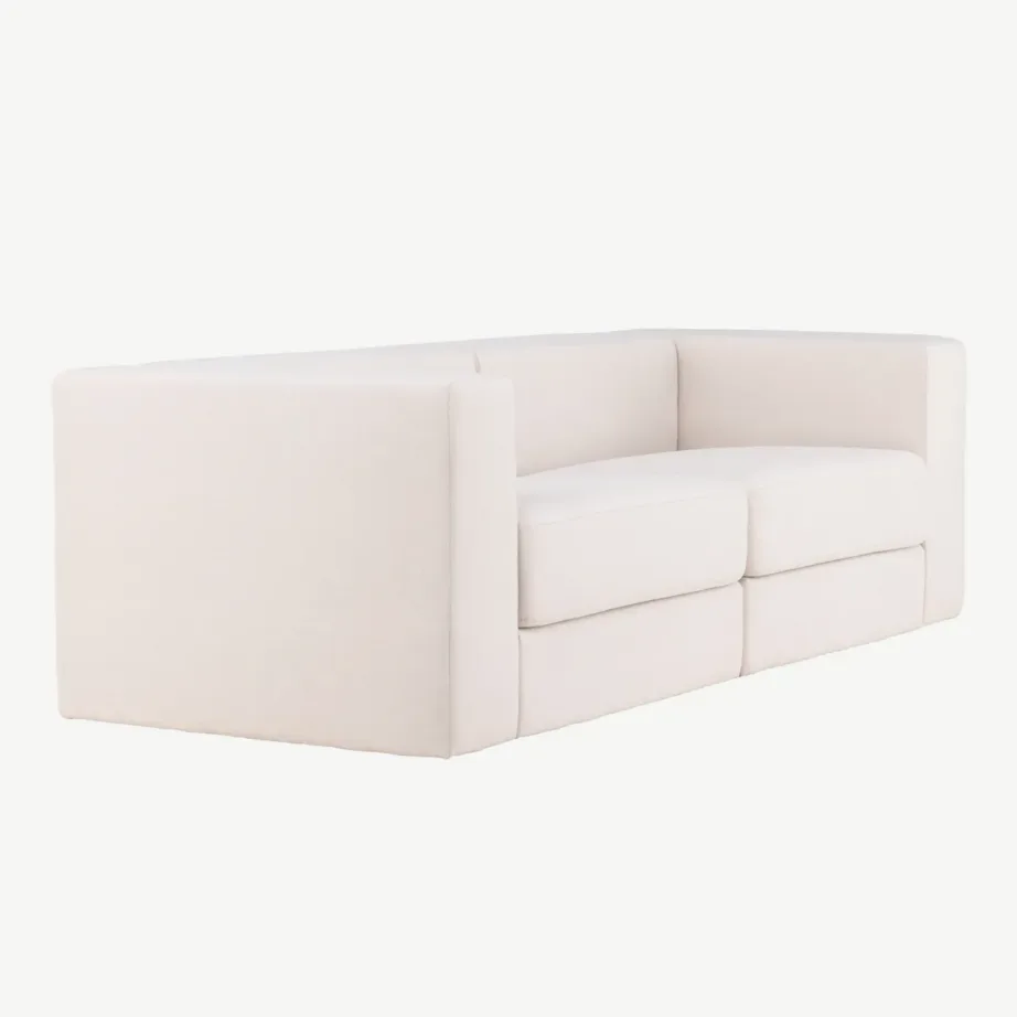 Lumi kolmekohaline diivan, valgest polüesterkangast, modernse põhjamaise disainiga, 61232-101 – 3