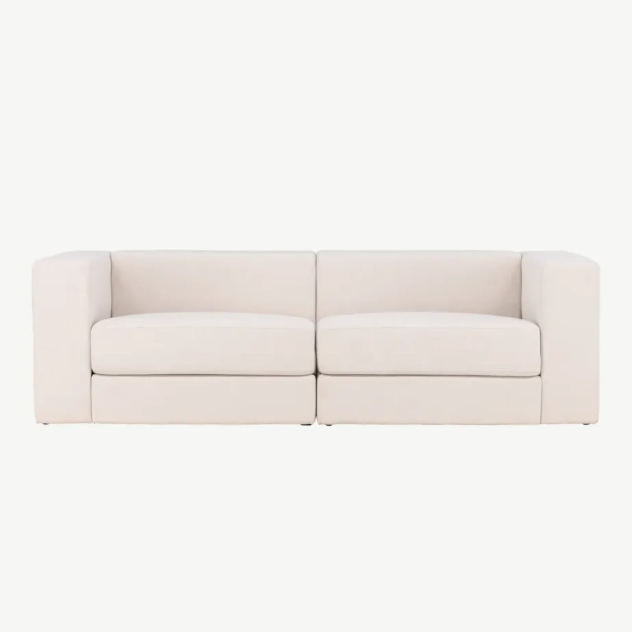 Lumi kolmekohaline diivan, valgest polüesterkangast, modernse põhjamaise disainiga, 61232-101 – 4
